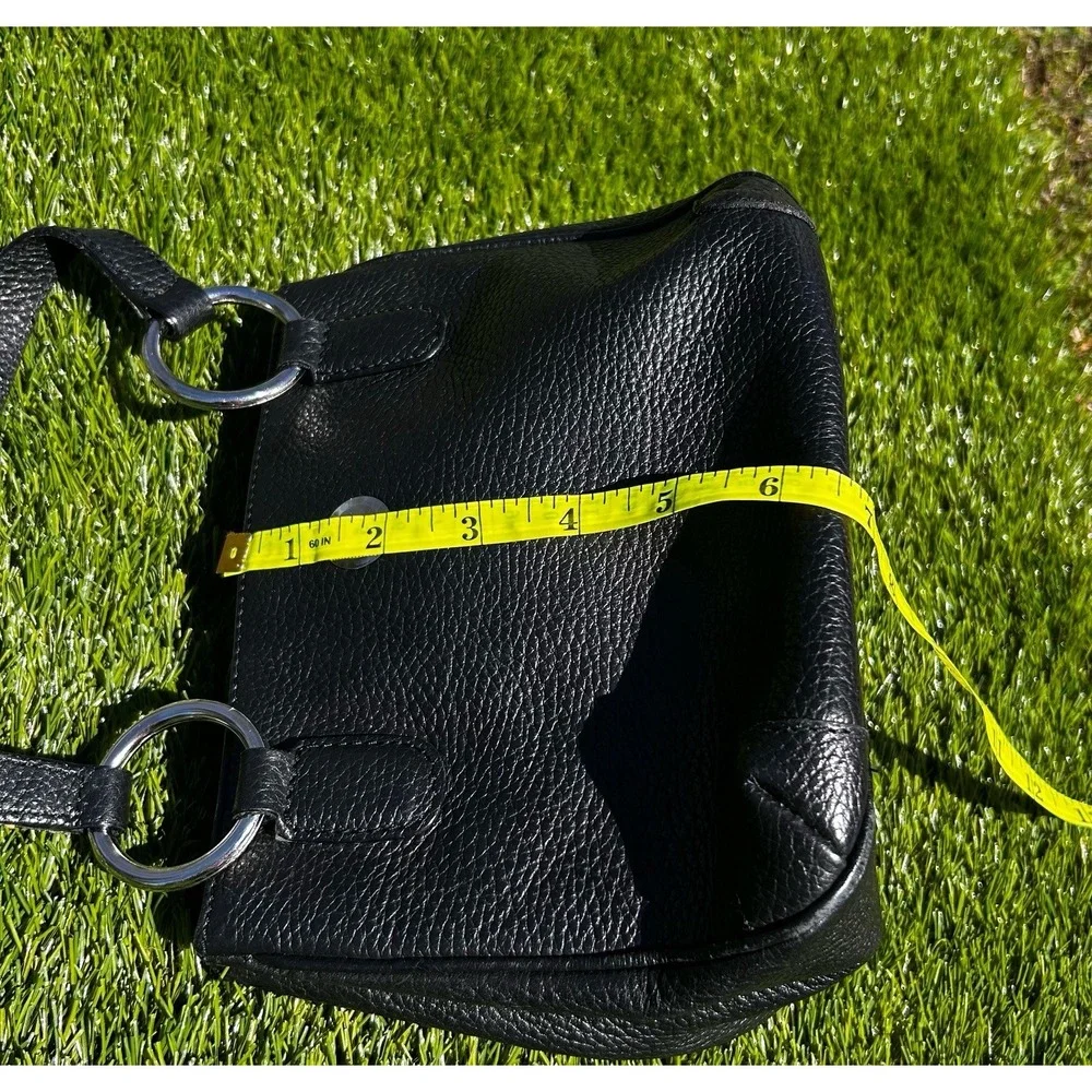 Cristian Black Pebbled Leather Handbag Made in Italy Silver Hardware Top Handle‎